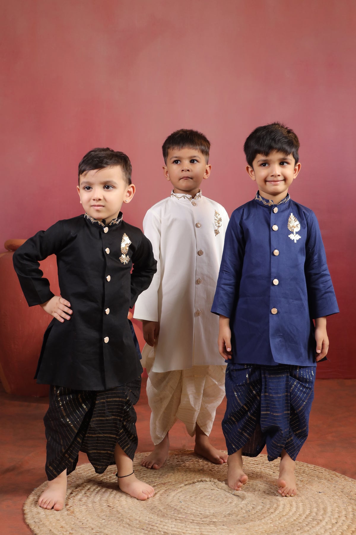 Boy Rajwada Dhoti Sherwani Kurta Set - White
