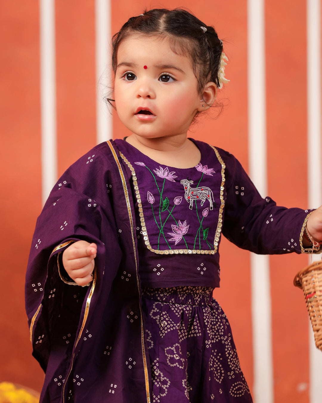 Radha Rani Skirt Top Set - Purple