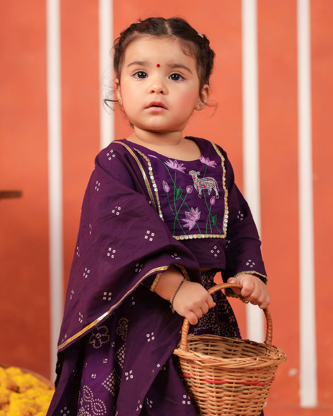 Radha Rani Skirt Top Set - Purple