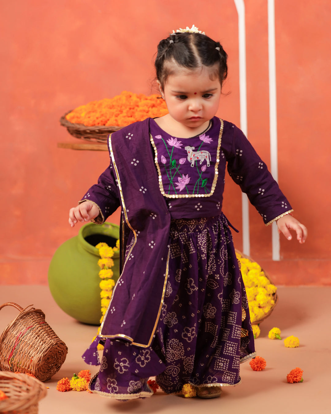 Radha Rani Skirt Top Set - Purple