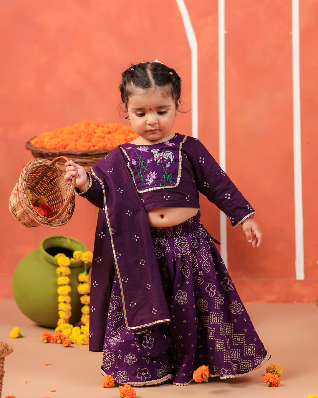 Radha Rani Skirt Top Set - Purple