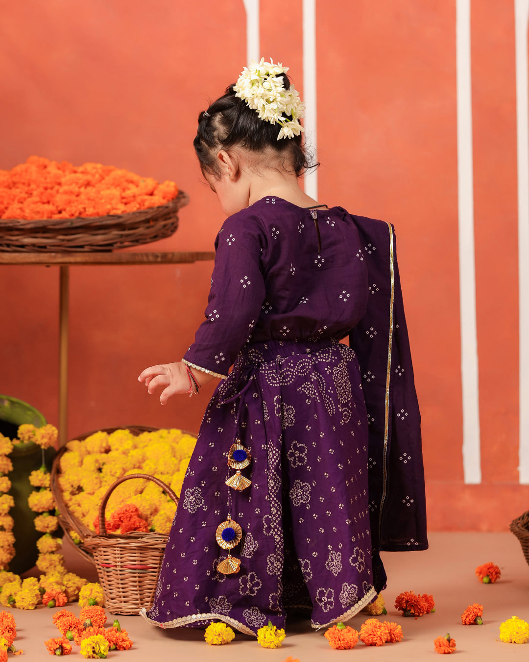 Radha Rani Skirt Top Set - Purple