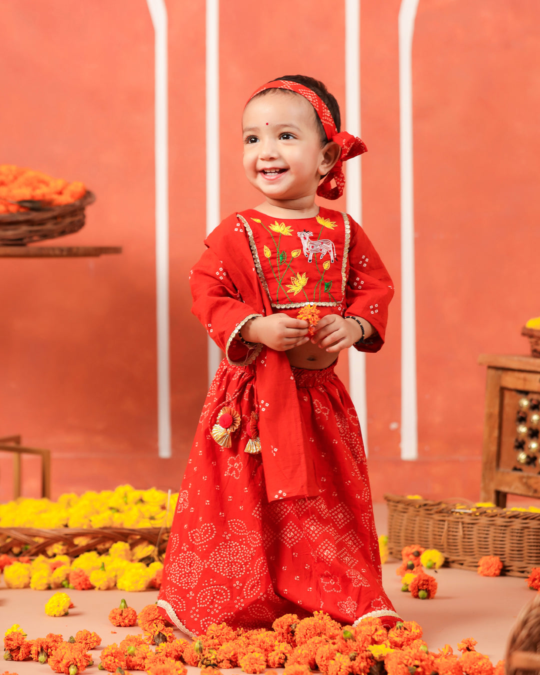 Radha Rani Skirt Top Set - Rusty Orange