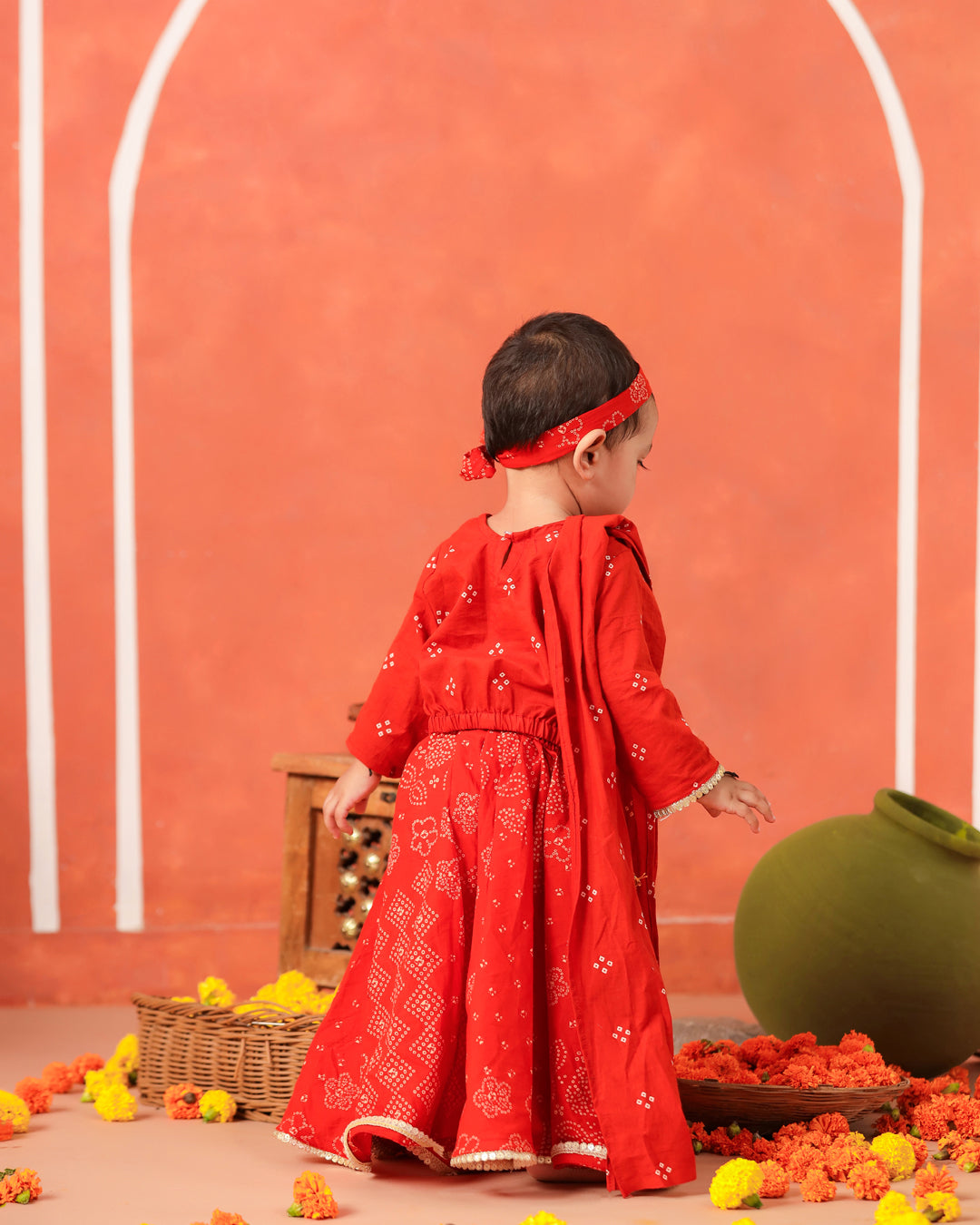 Radha Rani Skirt Top Set - Rusty Orange