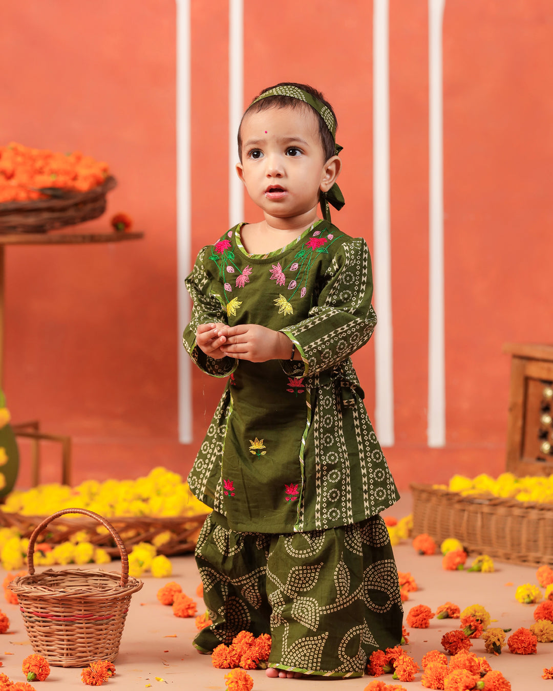 Radha Rani Kurta Sharara Set-Mehandi Green