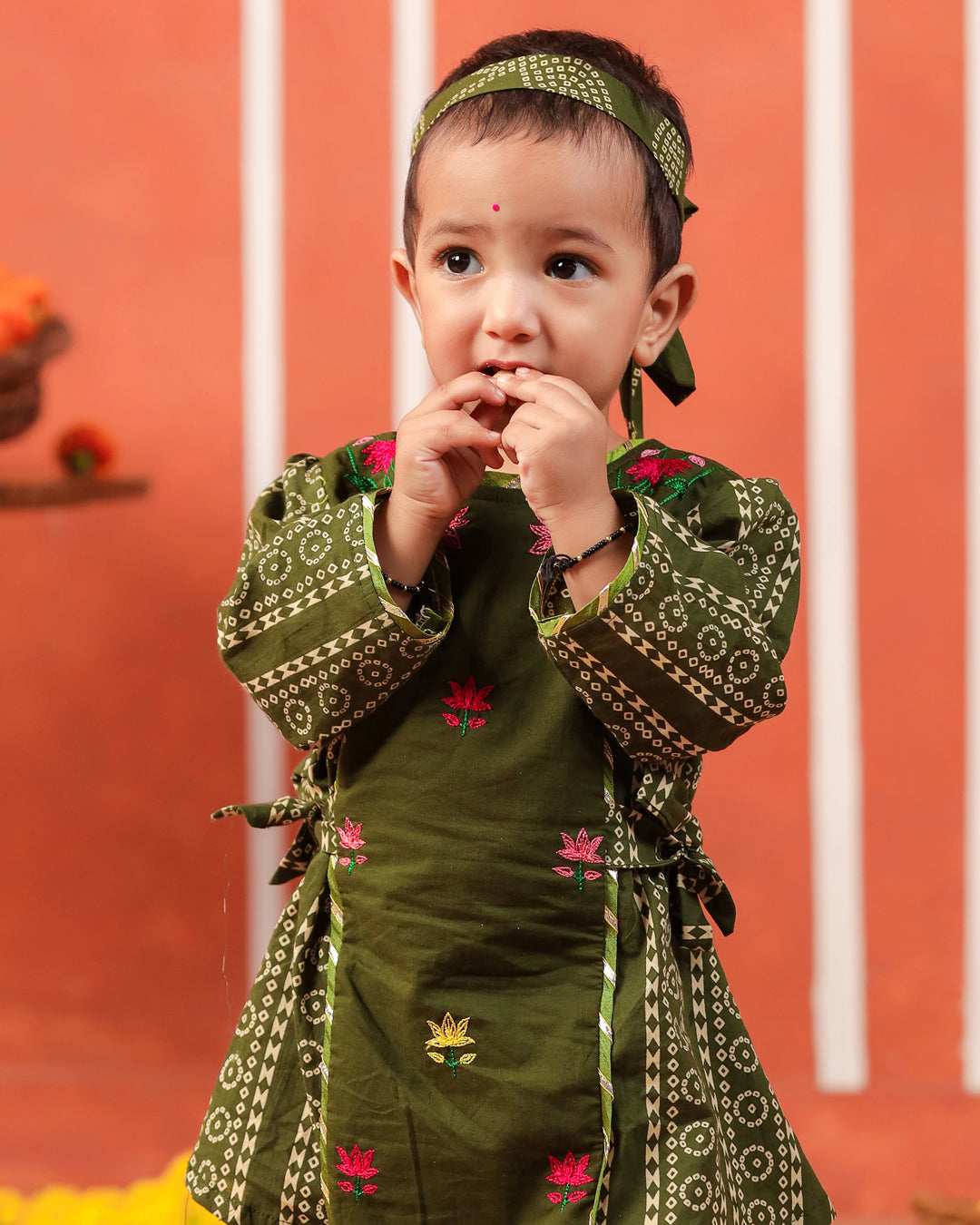 Radha Rani Kurta Sharara Set-Mehandi Green