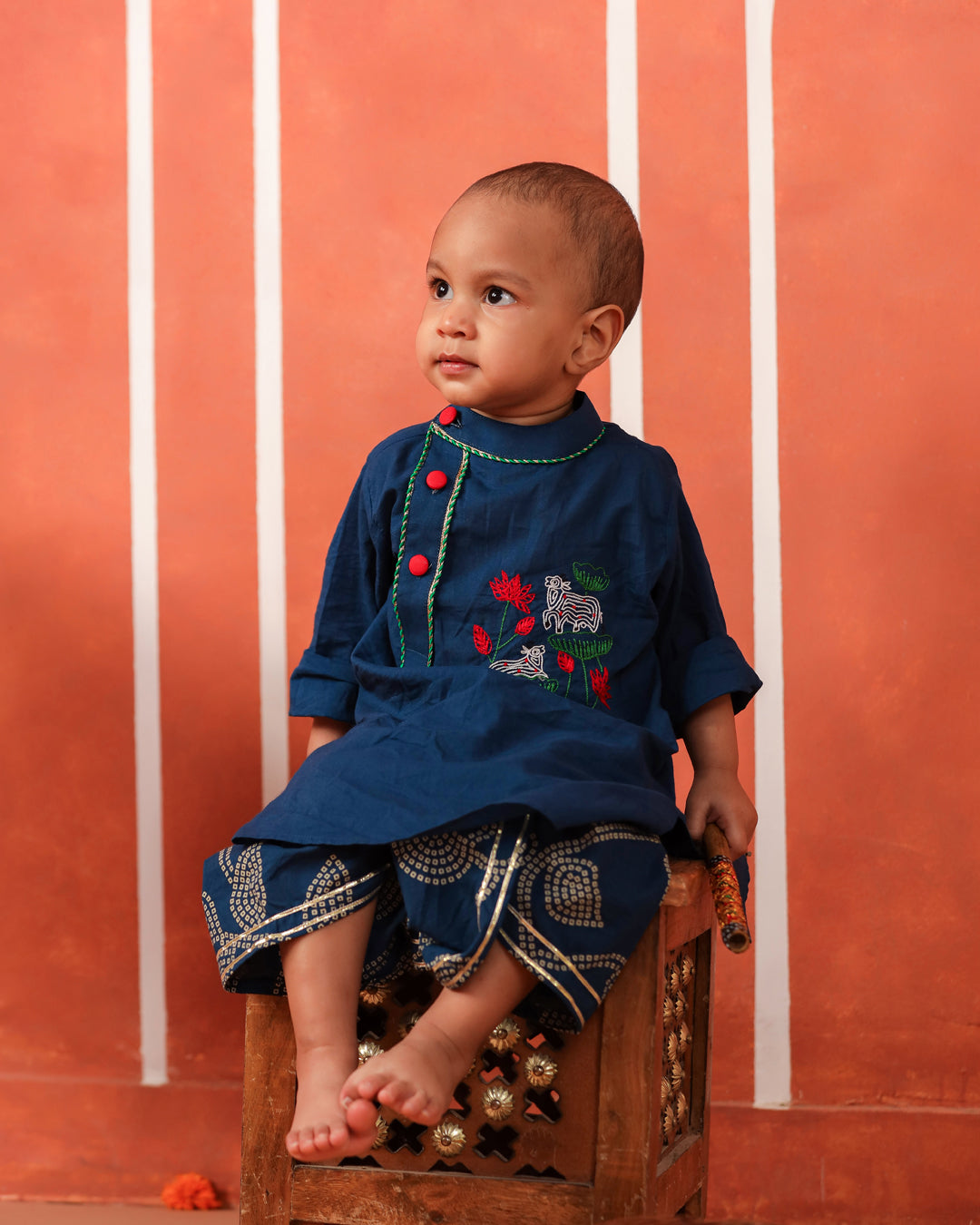 Vrindavan Dhoti Kurta Set - Teal Blue
