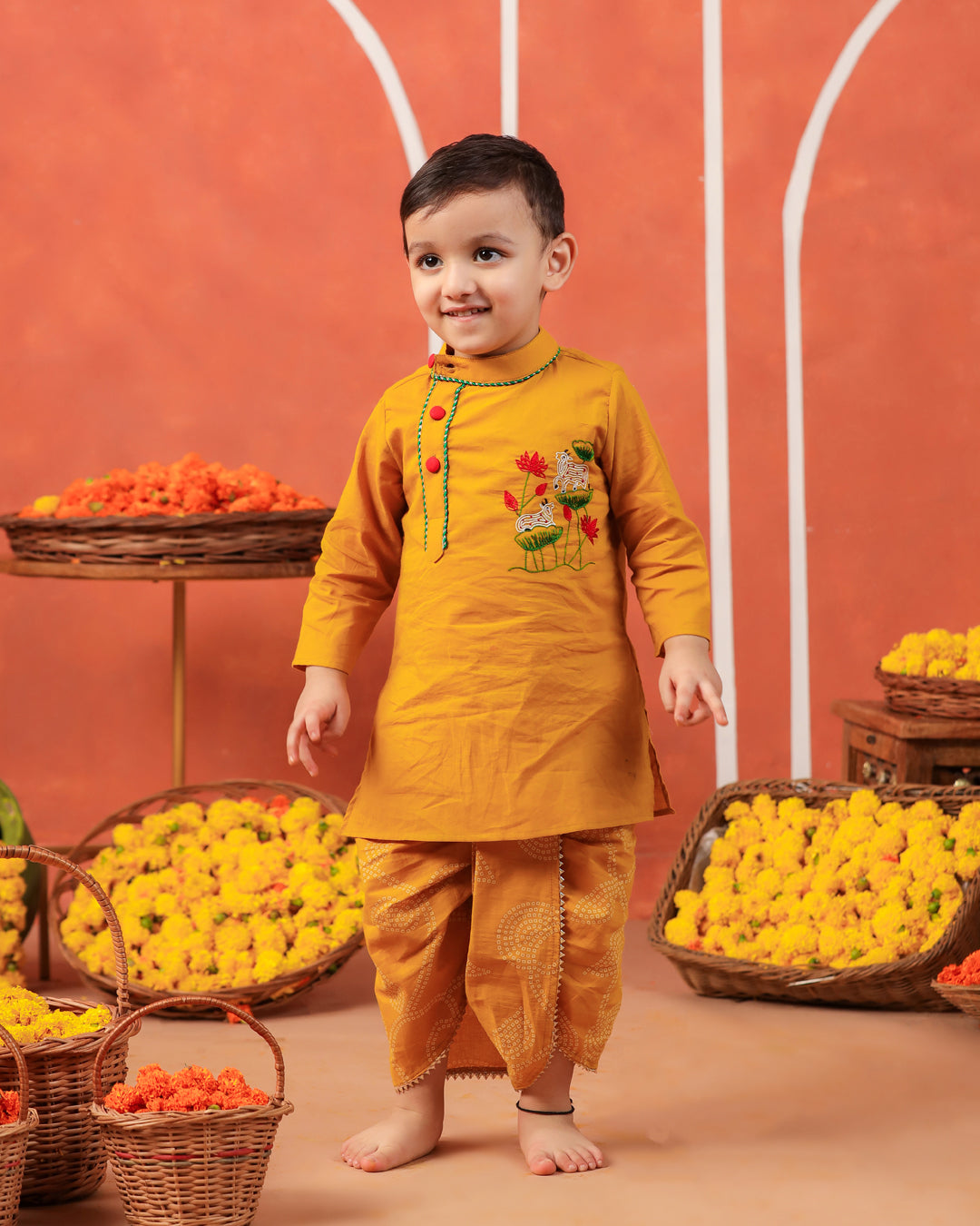 Vrindavan Dhoti Kurta Set - Mustard Yellow