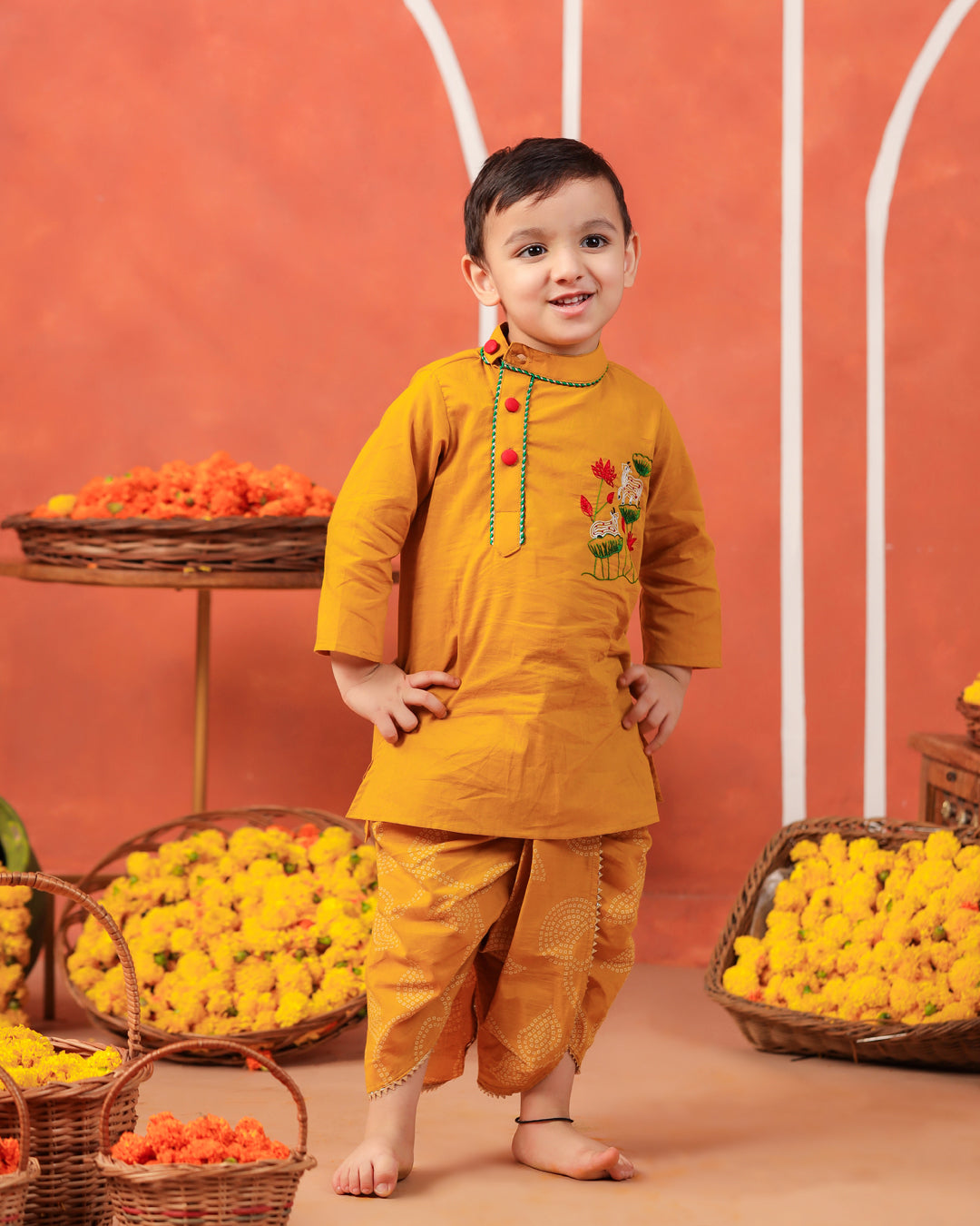 Vrindavan Dhoti Kurta Set - Mustard Yellow