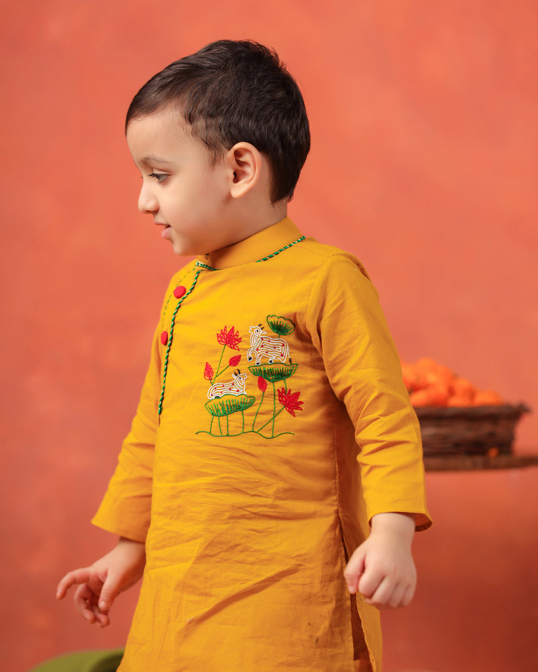 Vrindavan Dhoti Kurta Set - Mustard Yellow