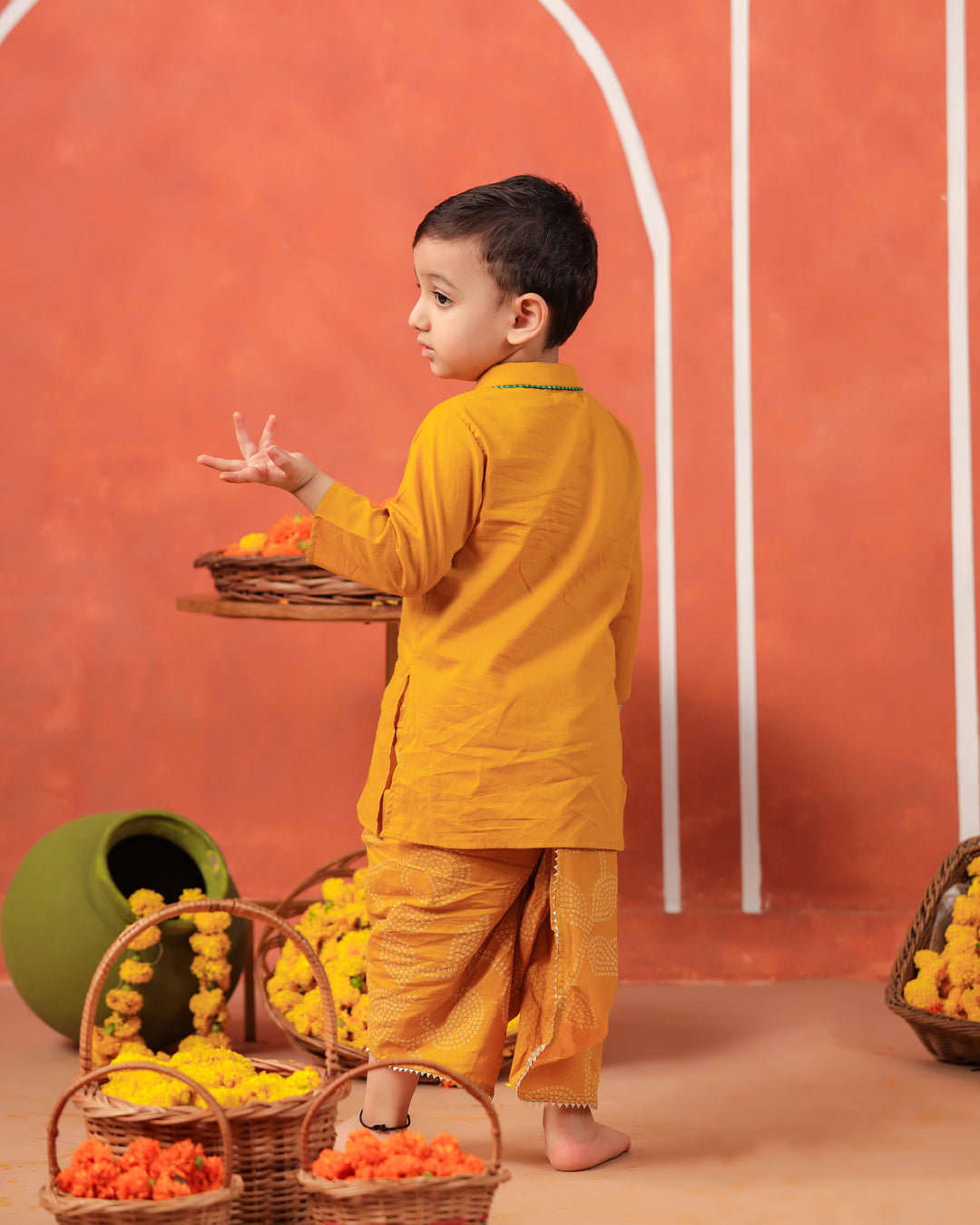 Vrindavan Dhoti Kurta Set - Mustard Yellow