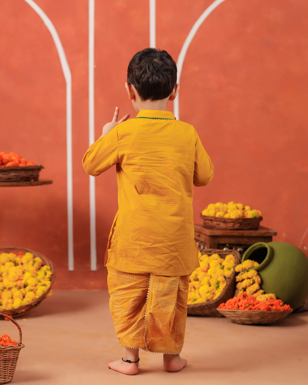 Vrindavan Dhoti Kurta Set - Mustard Yellow