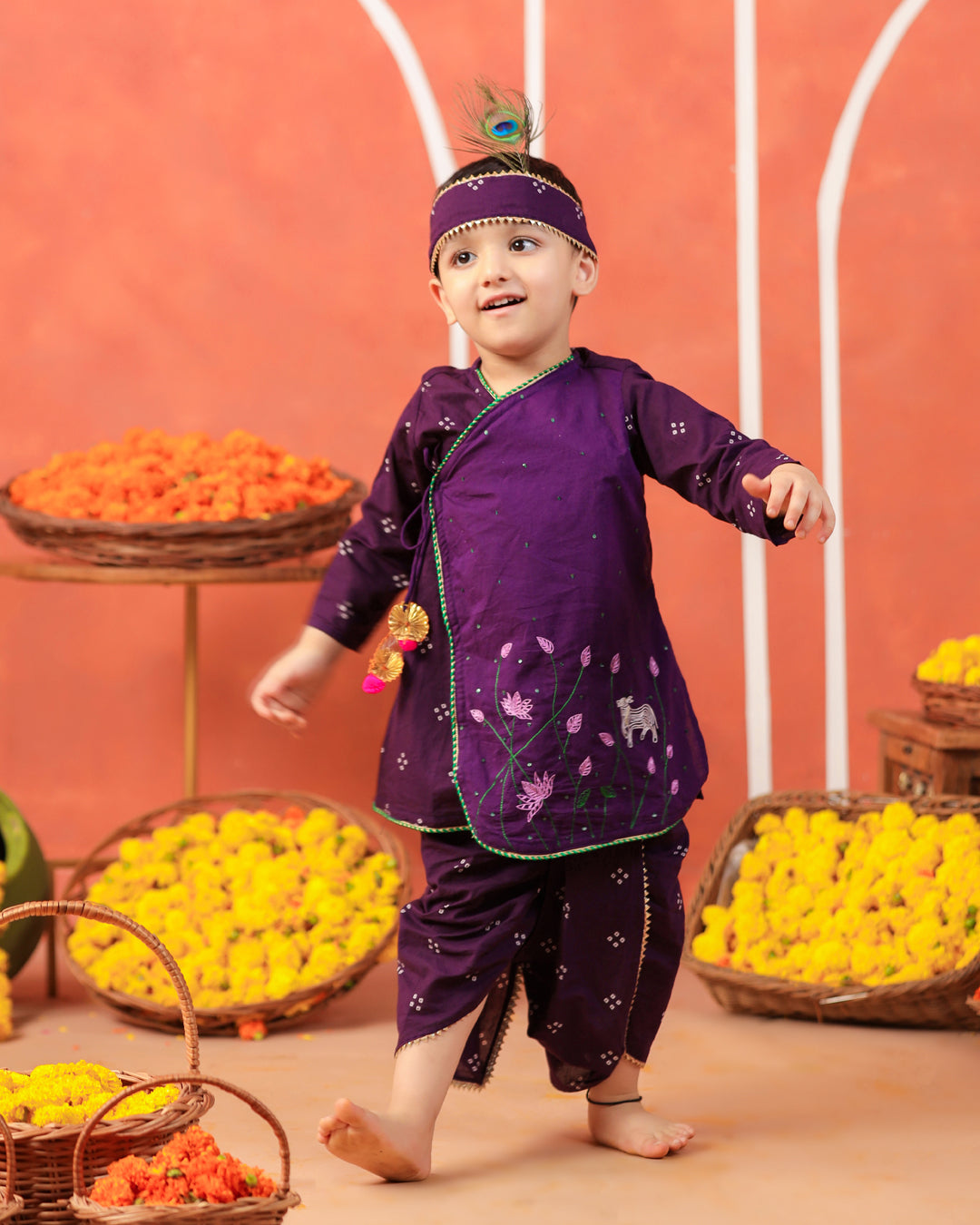 Bansi Angarkha Dhoti Kurta Set -Purple