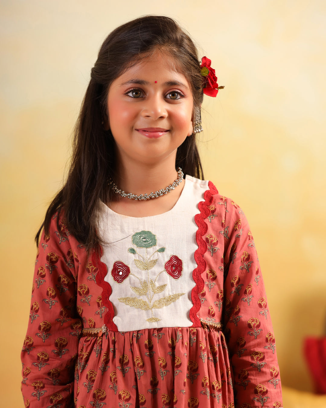 Girl Dhola Maru Print Sharara Set - Peachish Pink