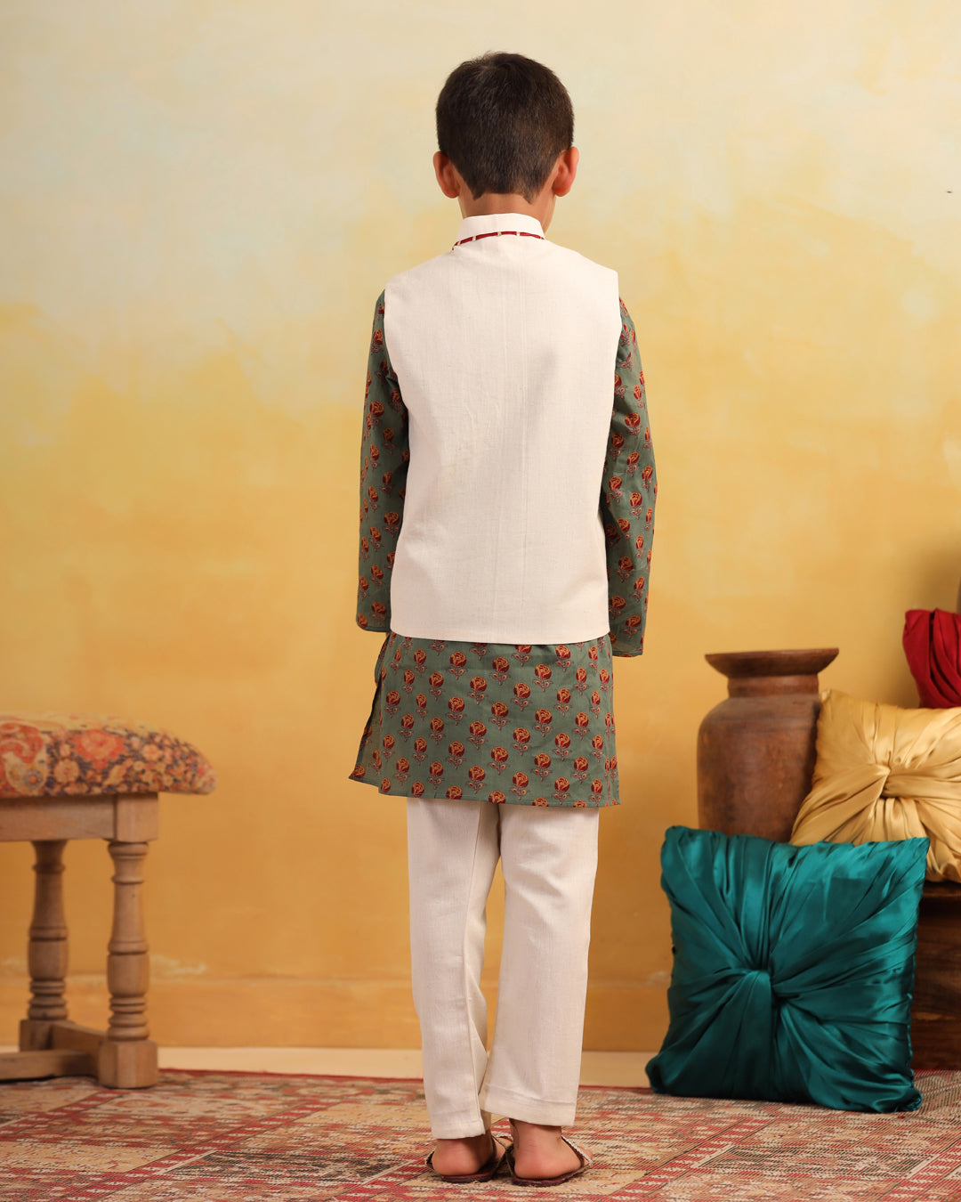 Boy Dhola Maru Embroidery Bundy Set - Beige