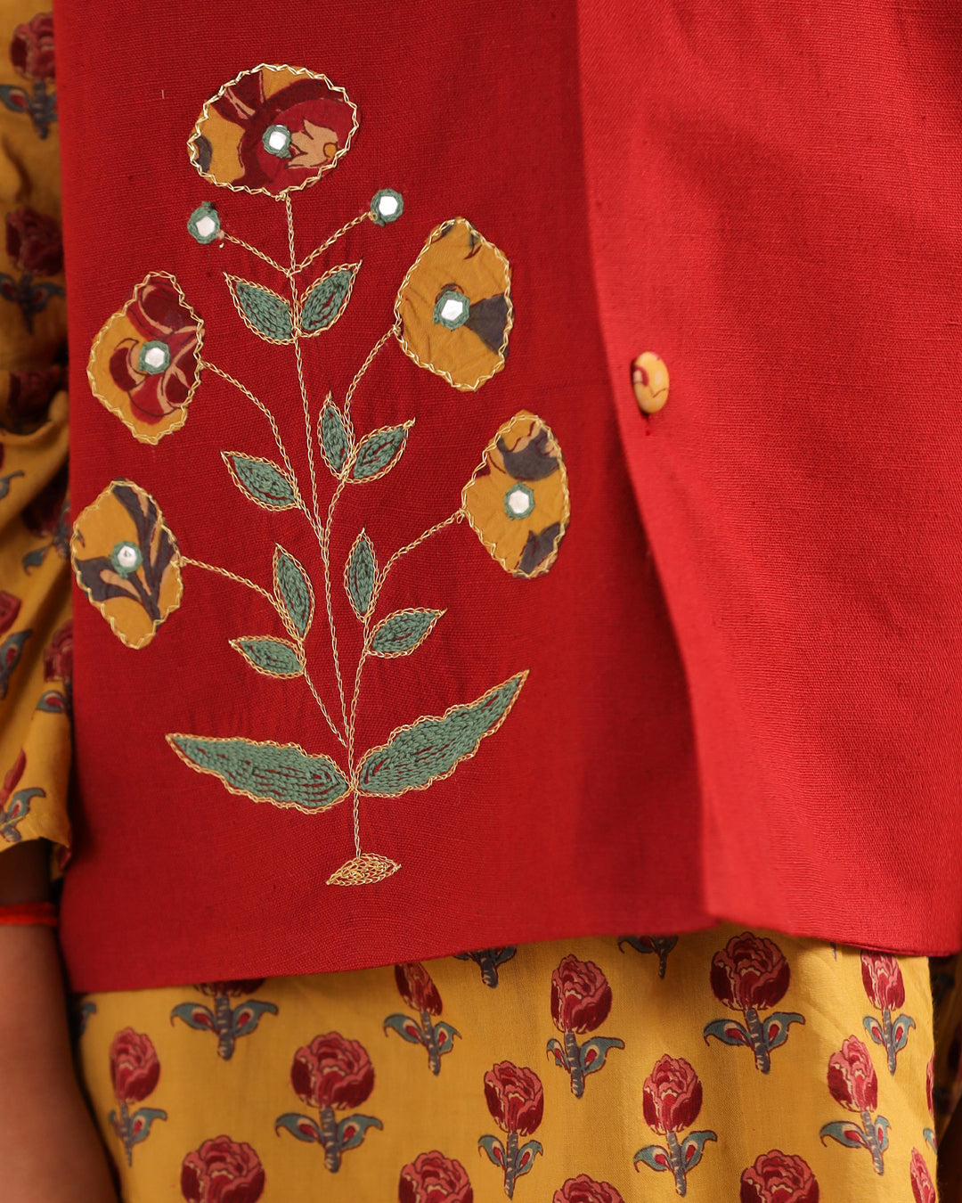 Boy Dhola Maru Embroidery Bundy Set - Maroon