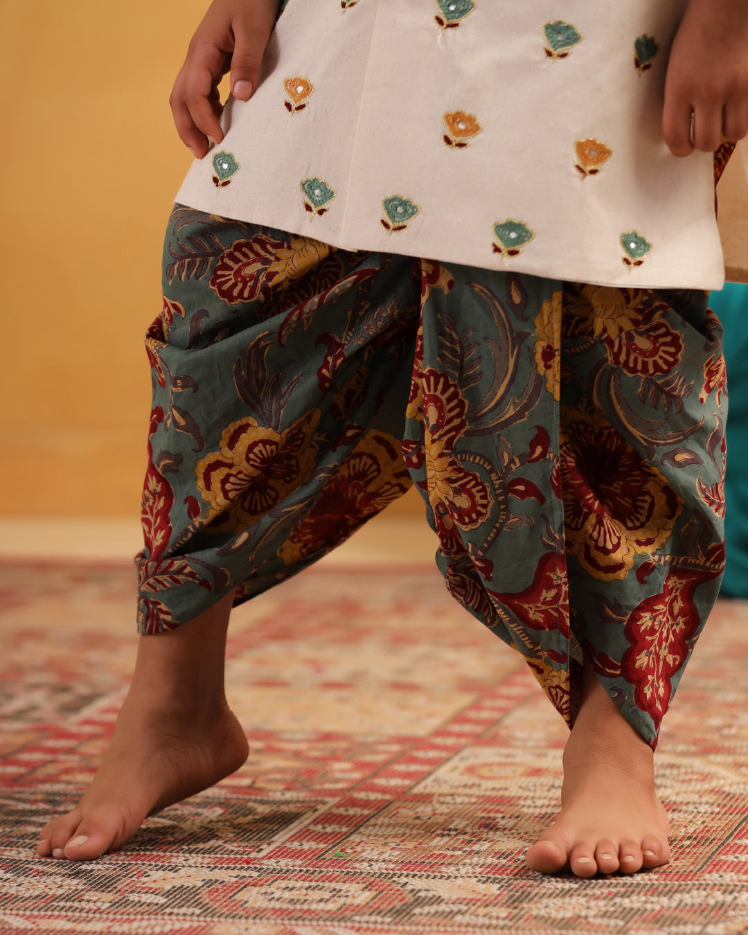 Boy Dhola Maru Dhoti Kurta Set-Beige