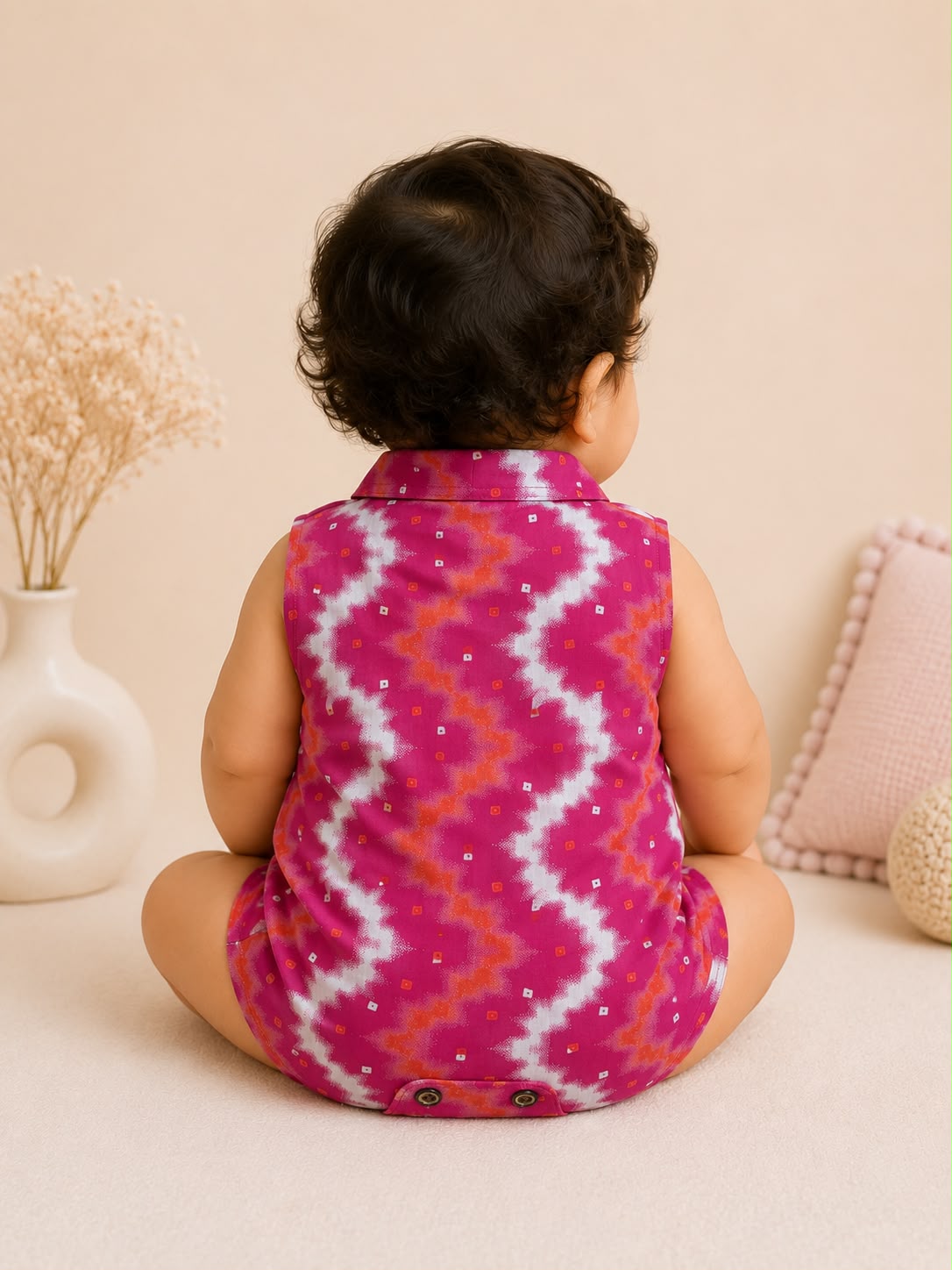 Baby Tie and Dye Cotton Romper - Pink