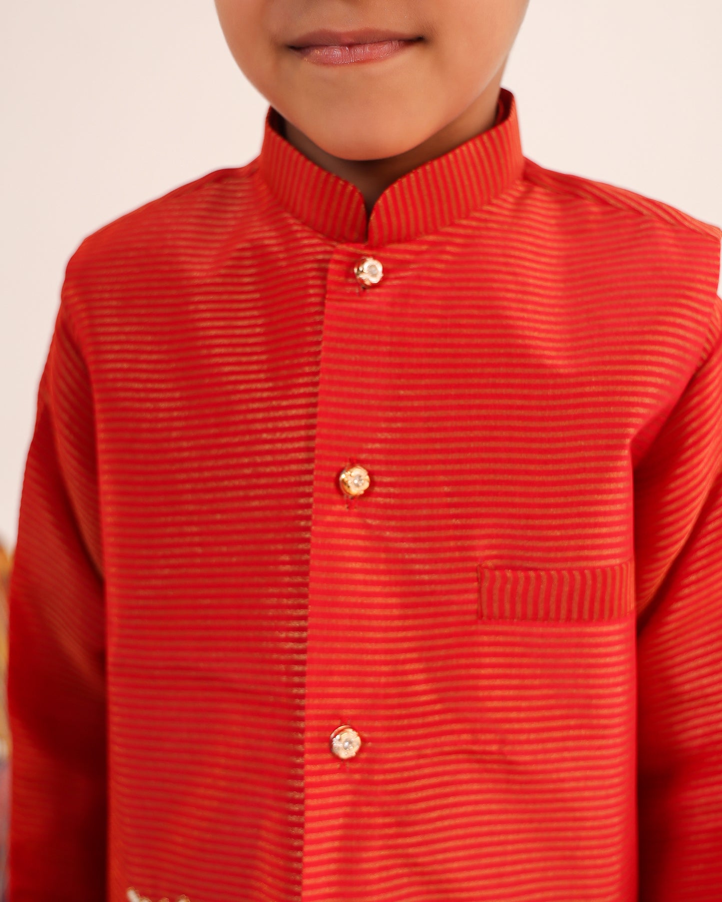 Boy 3 Pc Zari Embroidery Bundy Set - Rusty Red