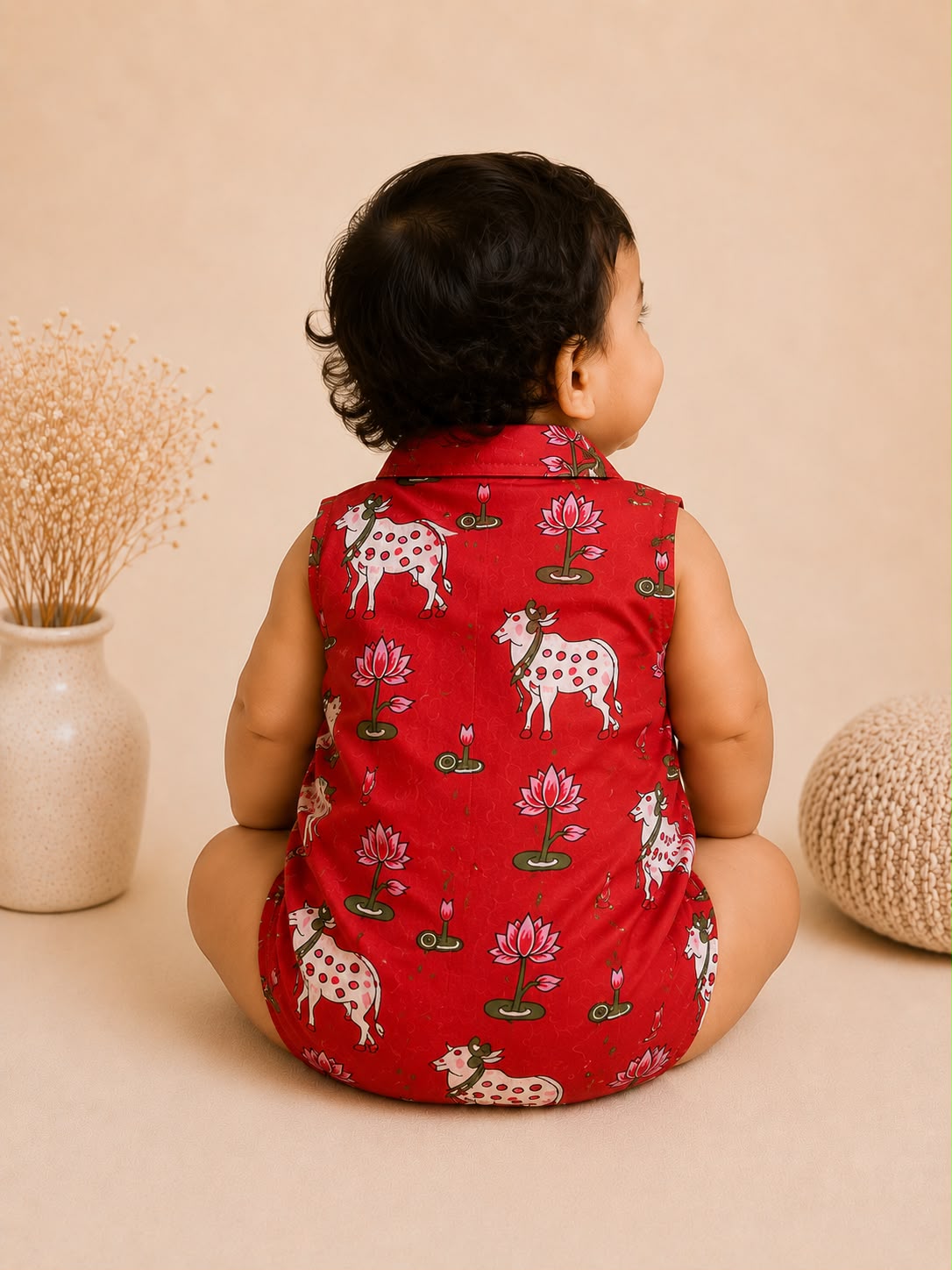 Baby My First Rakhi Romper - Red