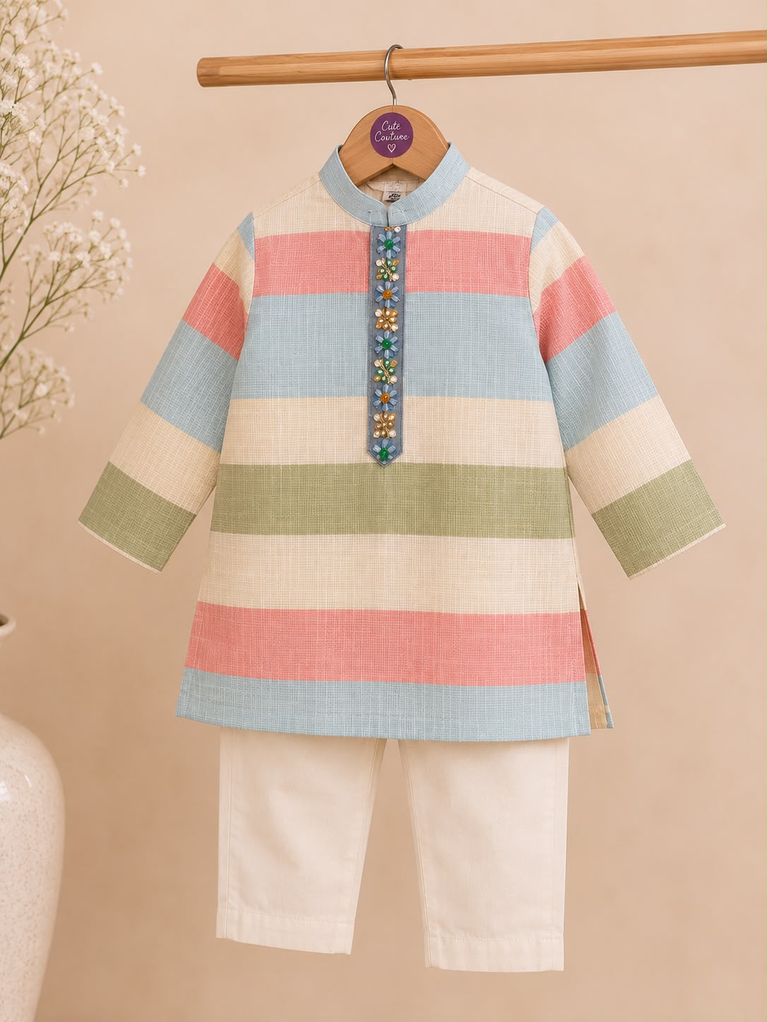 Boy Gulbahar Kurta Set - Green