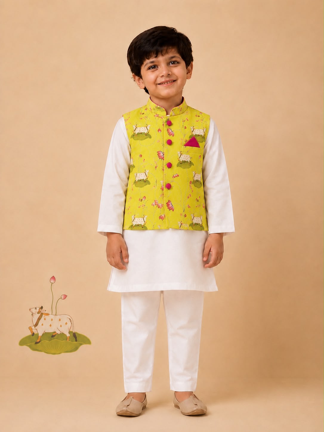 Boy Pichwai 3Pc Bundy Set-Lemon Yellow