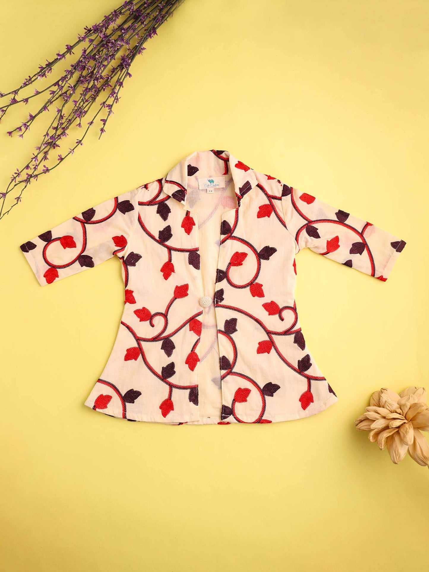 Girls Kurta And Skirt Set-Beige