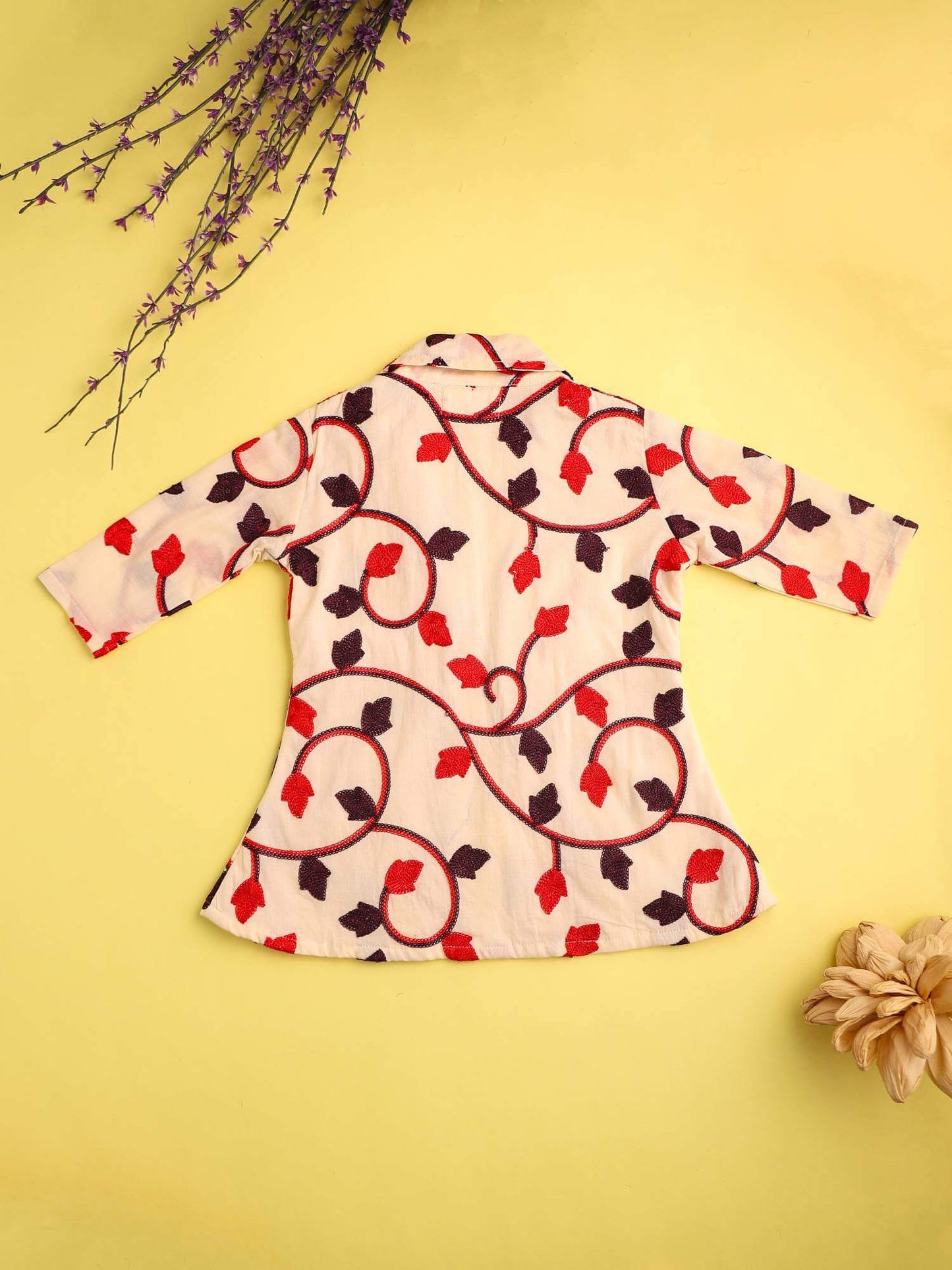 Girls Kurta And Skirt Set-Beige