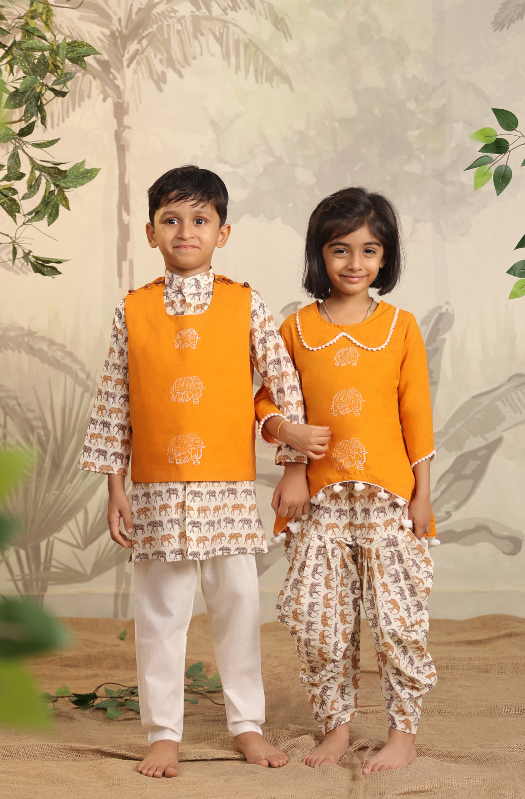 Boy Elephant 3 Pc Bundi Set - Orange