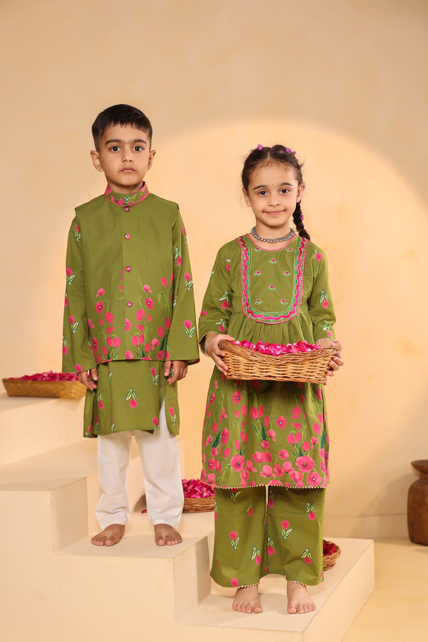 Boy Genda Phool Bundy Set -Mehandi Green