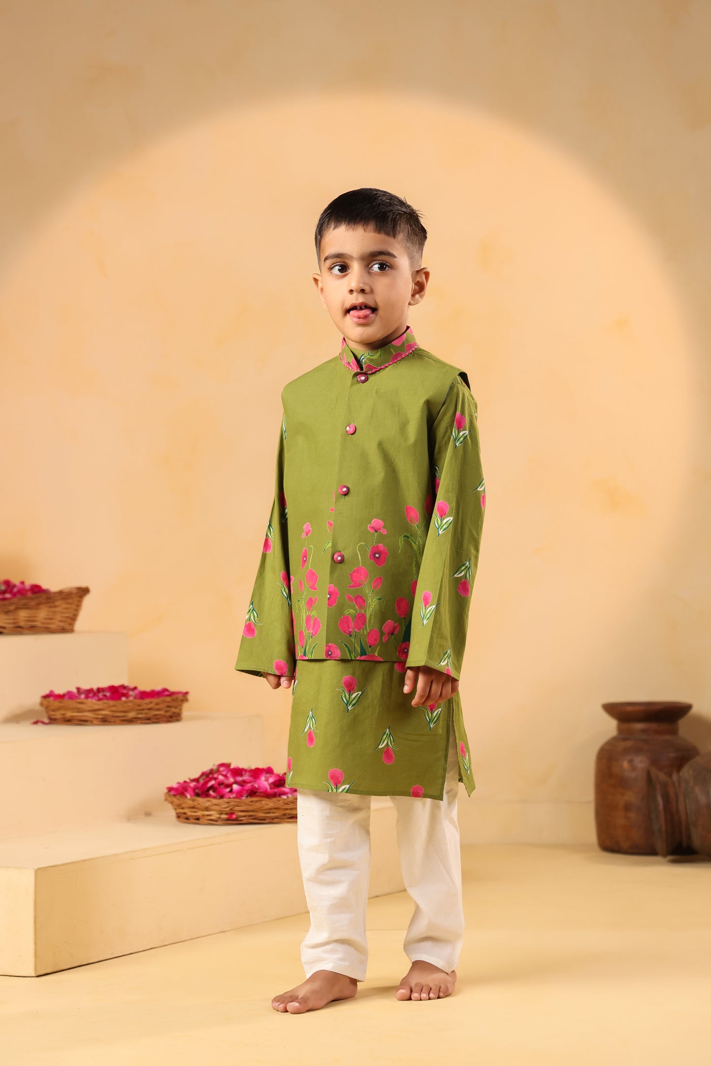 Boy Genda Phool Bundy Set -Mehandi Green