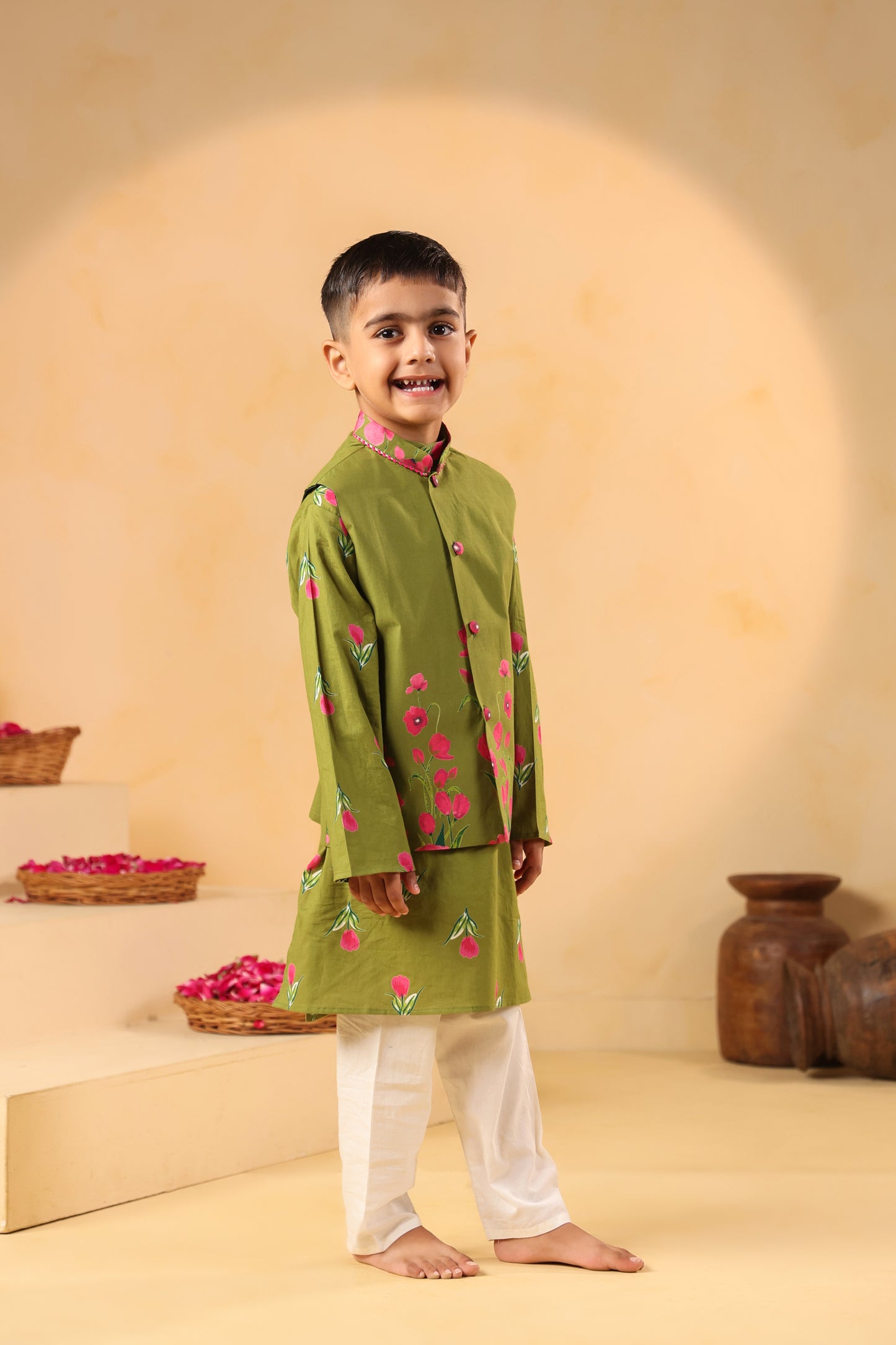 Boy Genda Phool Bundy Set -Mehandi Green
