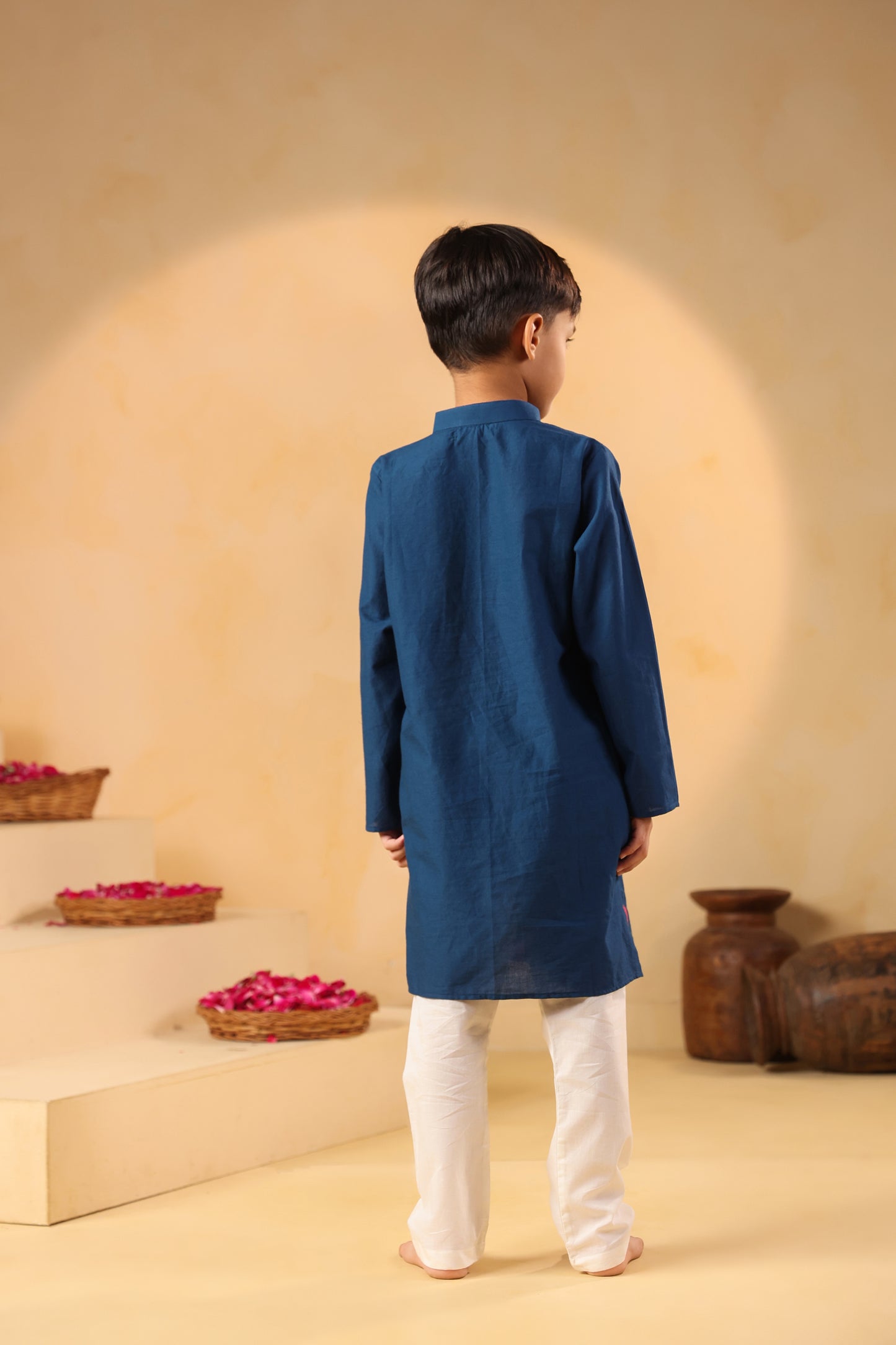 Boy Gulabo Kurta Set - Teal blue