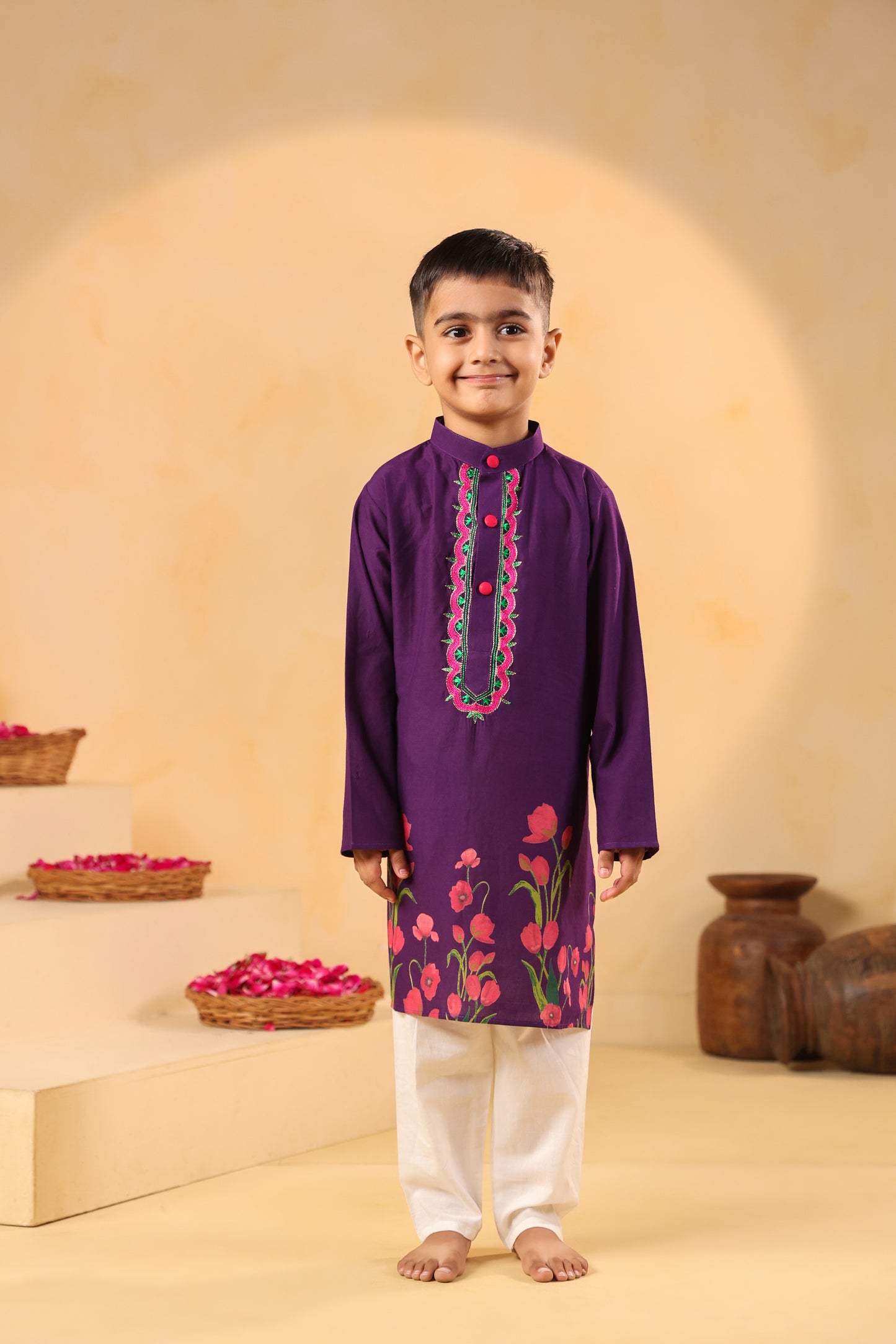 Boy Gulabo Kurta Set - Purple
