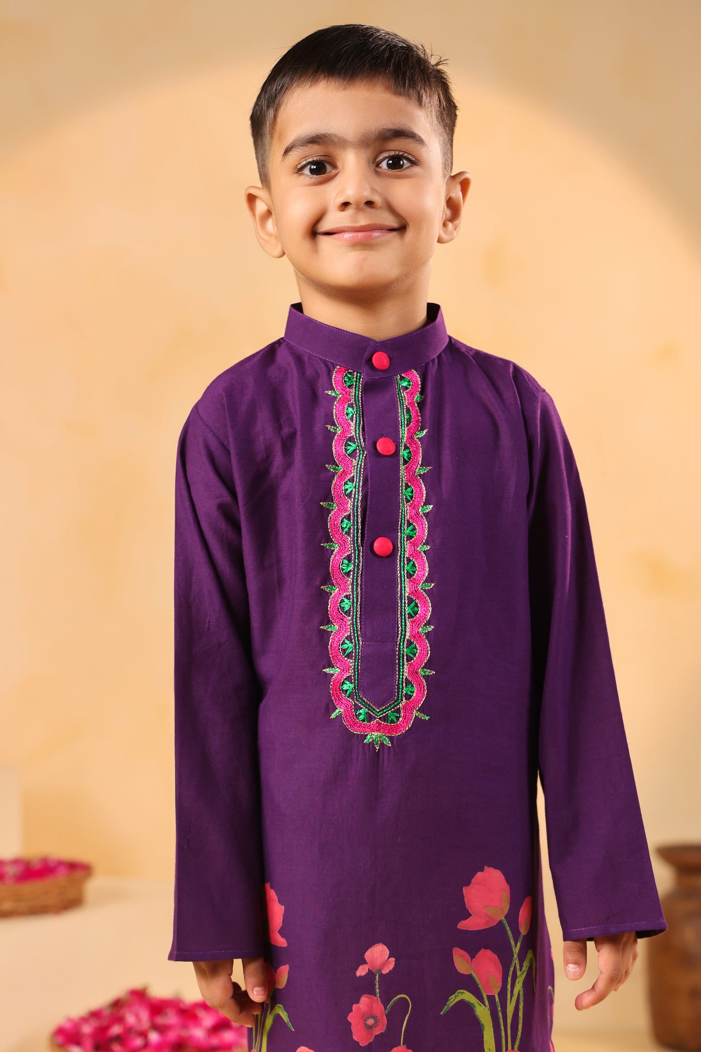 Boy Gulabo Kurta Set - Purple