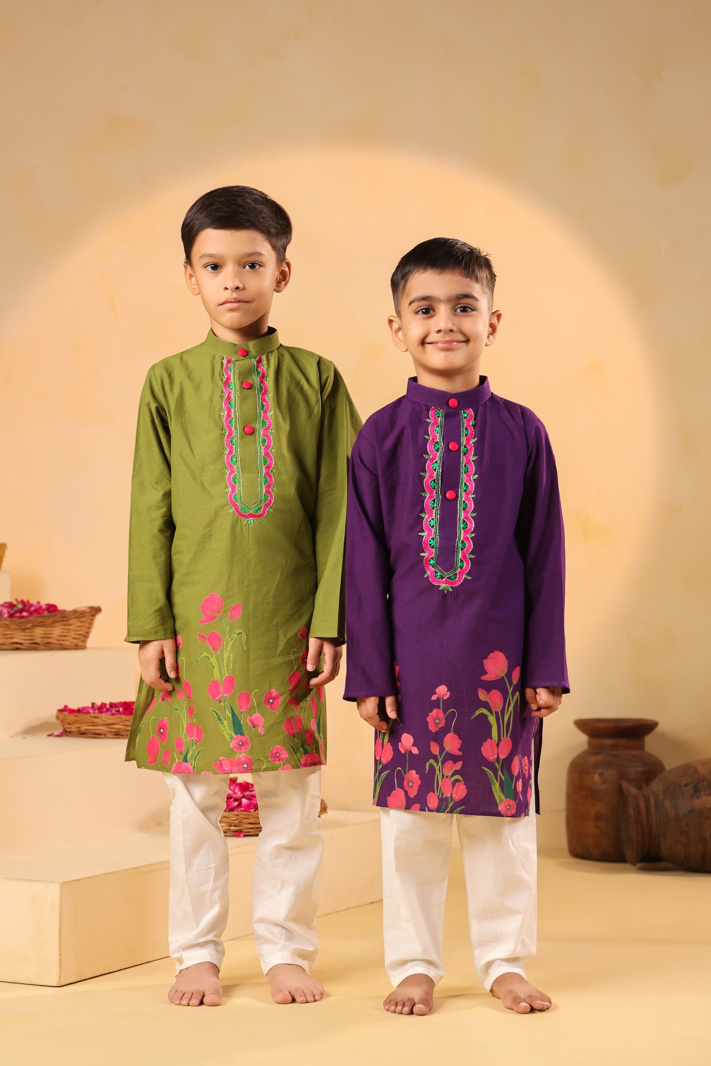 Boy Gulabo Kurta Set - Purple