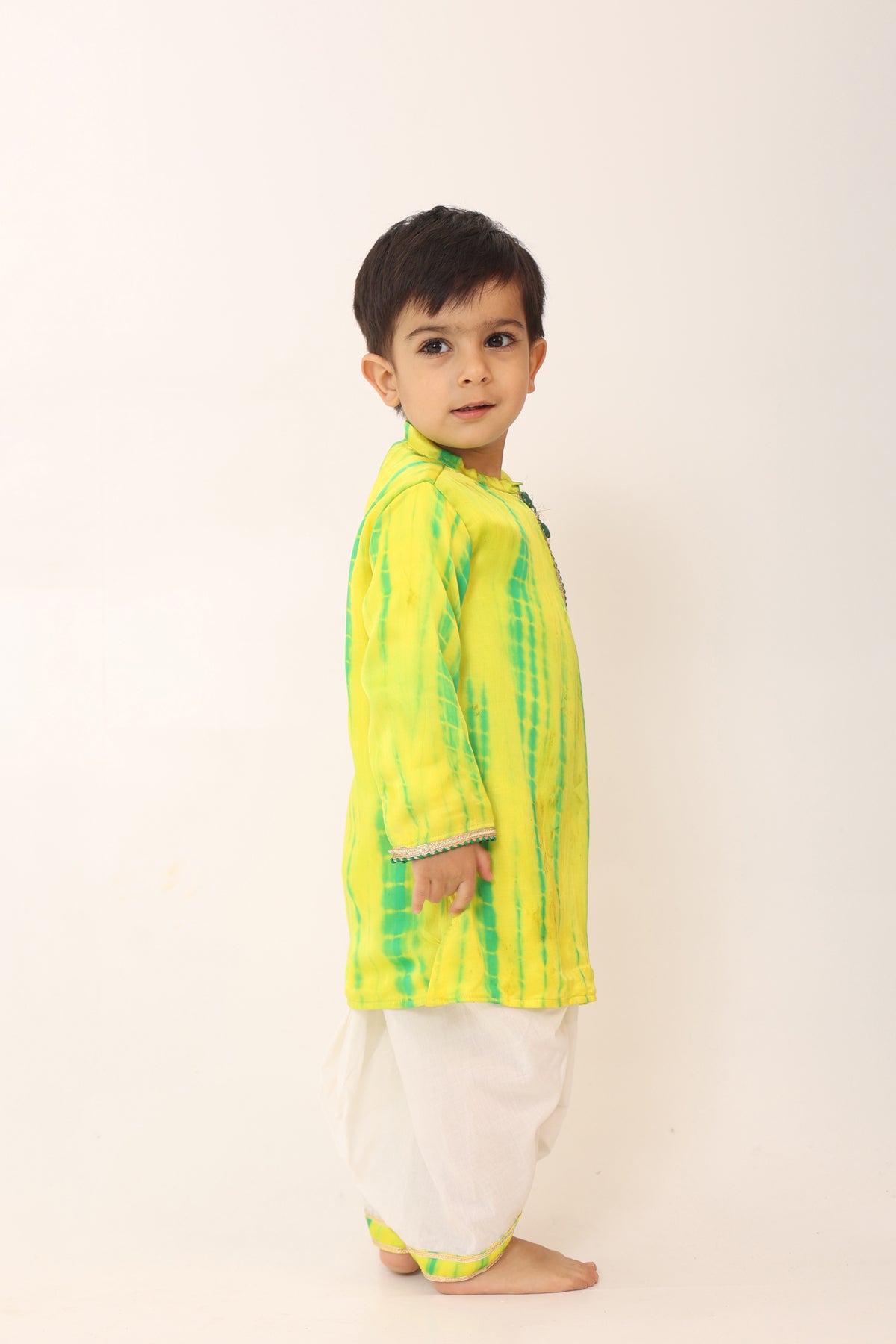 Boy Tie and Dye Angarkha Dhoti Set- SapGreen