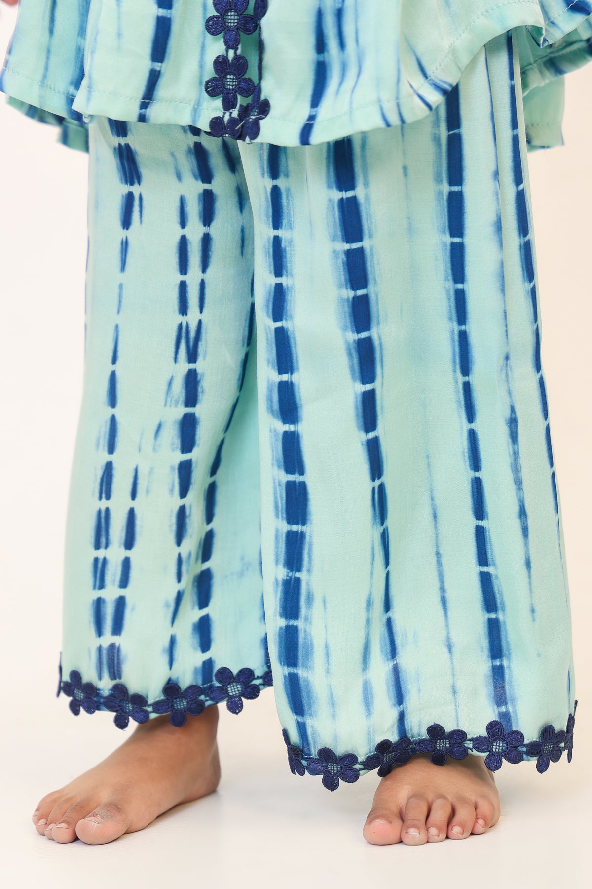 Girl Tie And Dye Sharara Set- Turq Blue