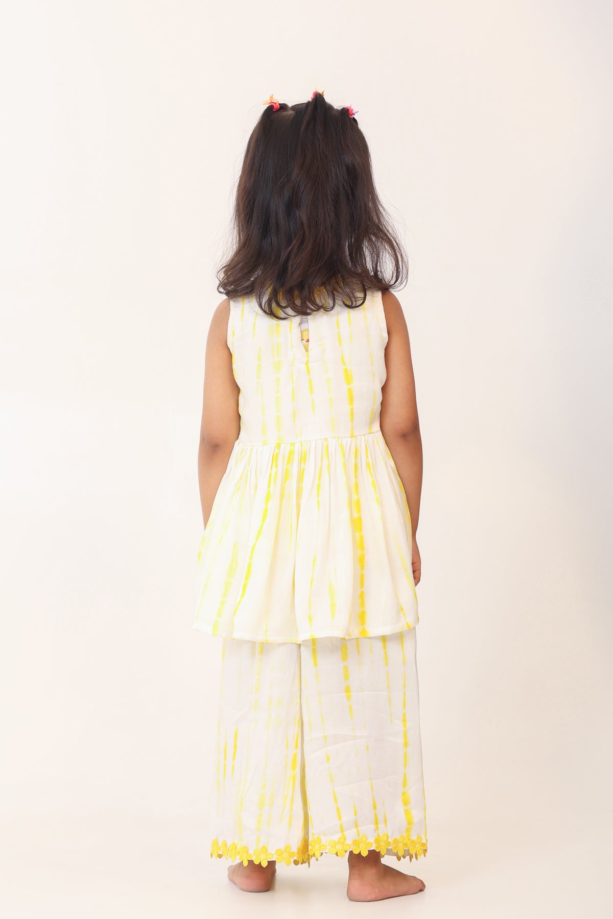 Girl Tie And Dye Sharara Set- Yellow