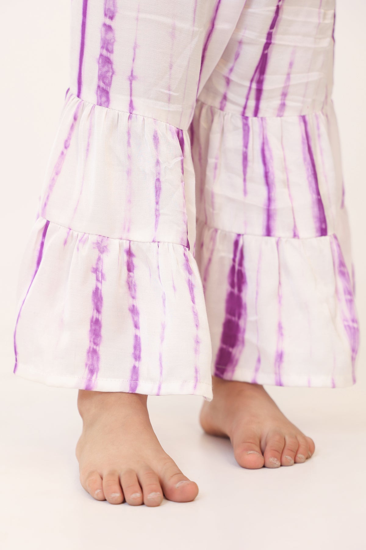 Girl Tie And Dye Sharara Set- Purple