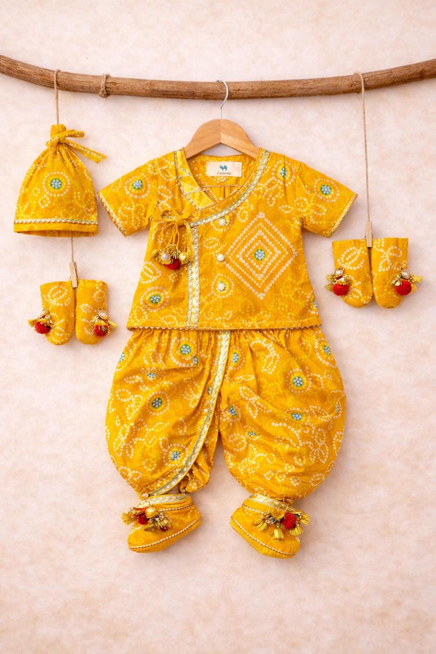Baby Bhandej Jamna Set -Yellow