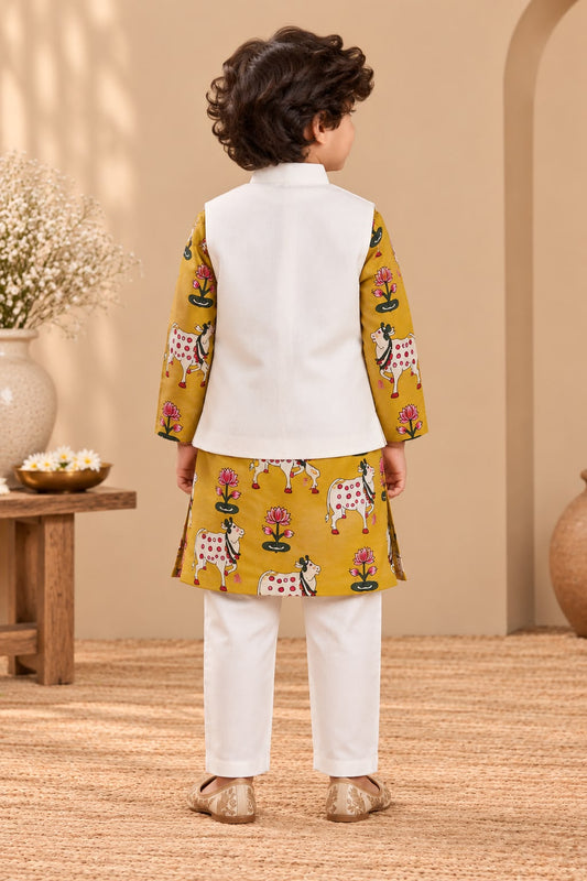 Boy Rang and Raas 3Pc Bundy Set-Mustard Yellow