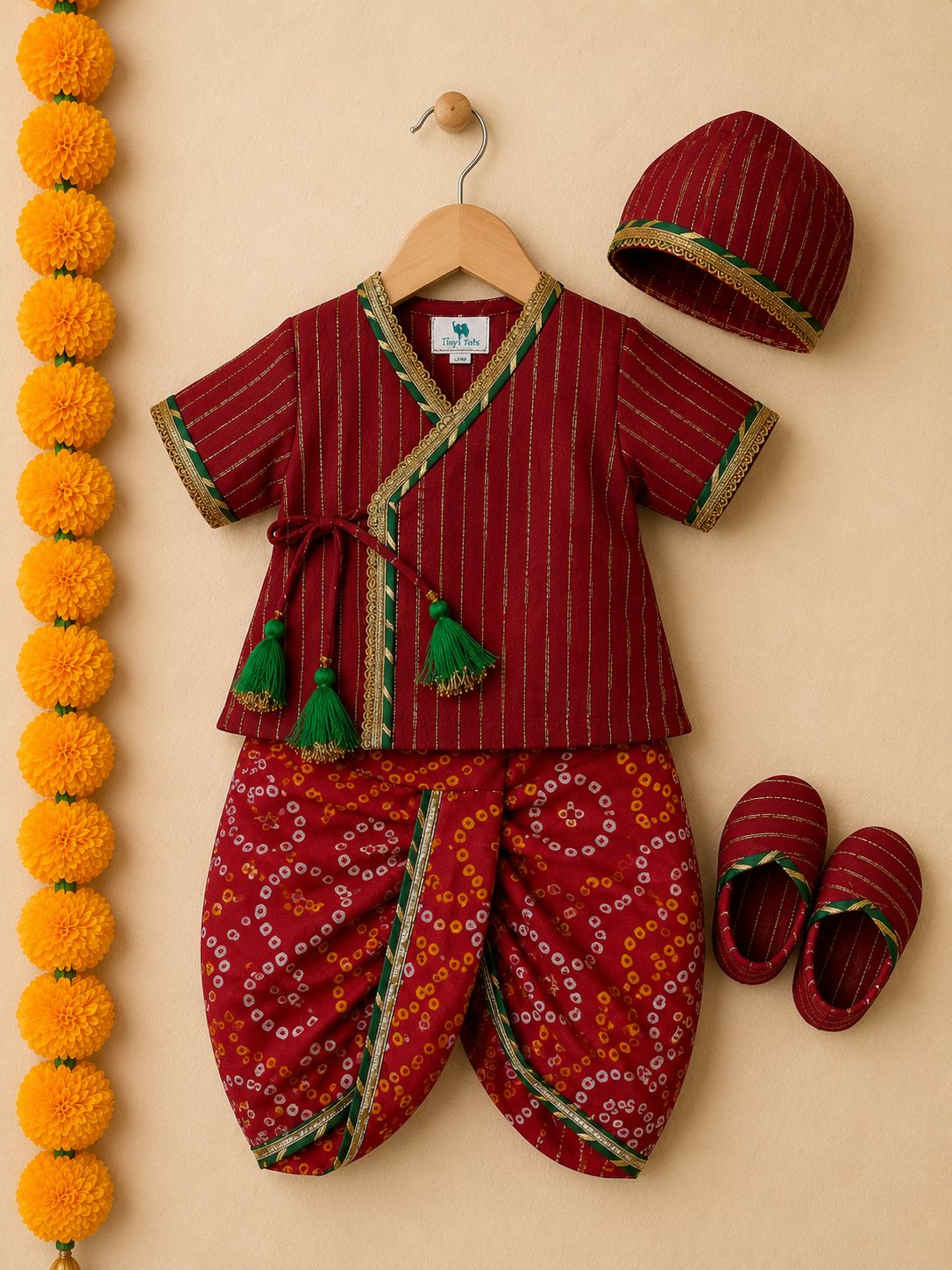 Baby Nawabi Jamna Set -Red