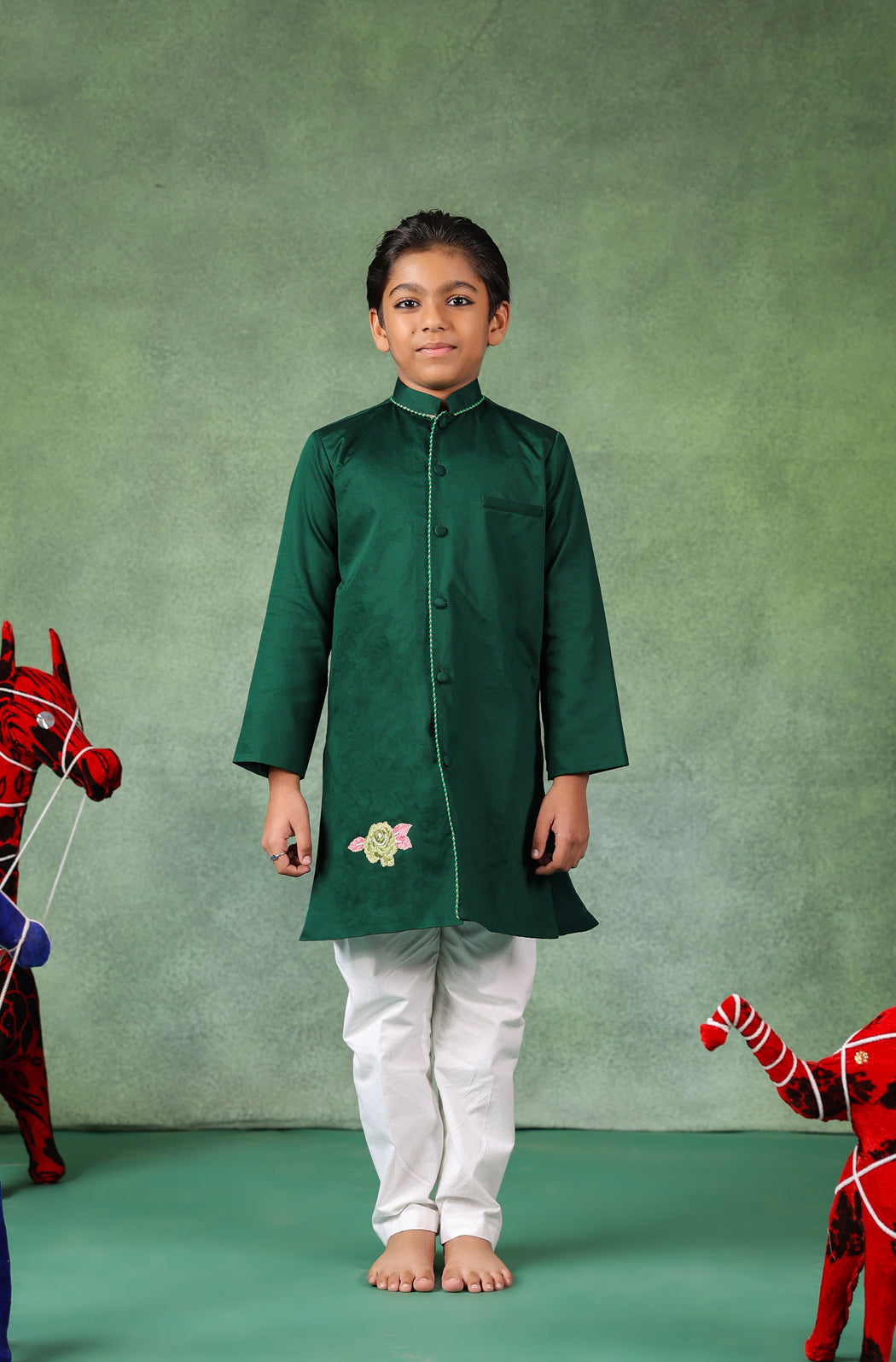 Boy Kurta Set - Bottle Green