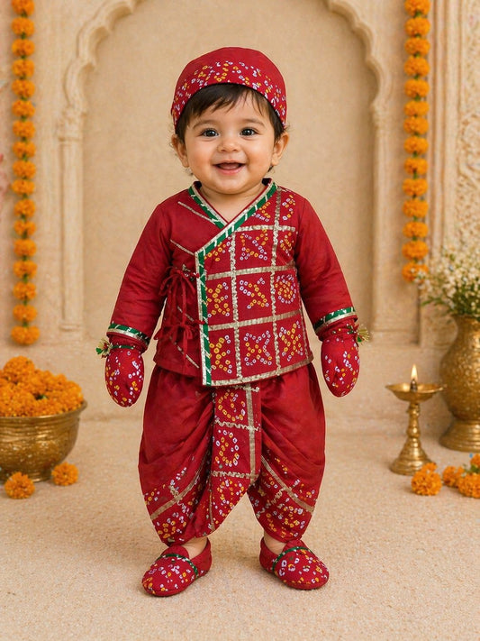 Baby Ghatchola Bhandej Jamna Set -Red