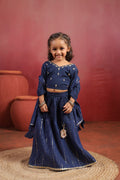Girl Rani Embroidered Skirt Top Set -Navy Blue