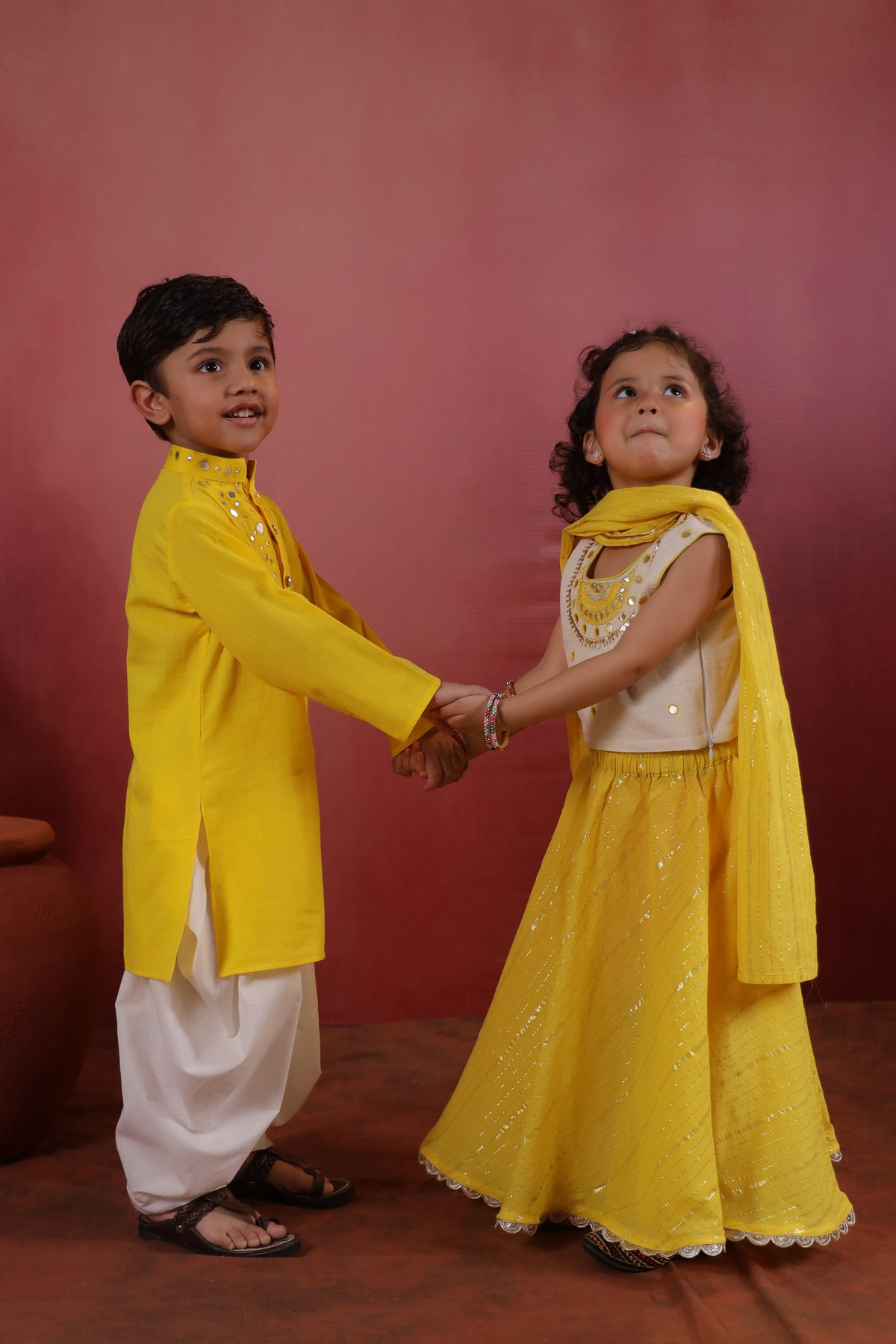Girl Queen Embroidered Skirt Top Set - Yellow