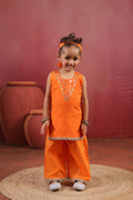 Girl Royal Mirror Kurta Palazzo Set - Orange