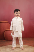 Boy 3 Pc Royal Zardozi Bundy Set - White