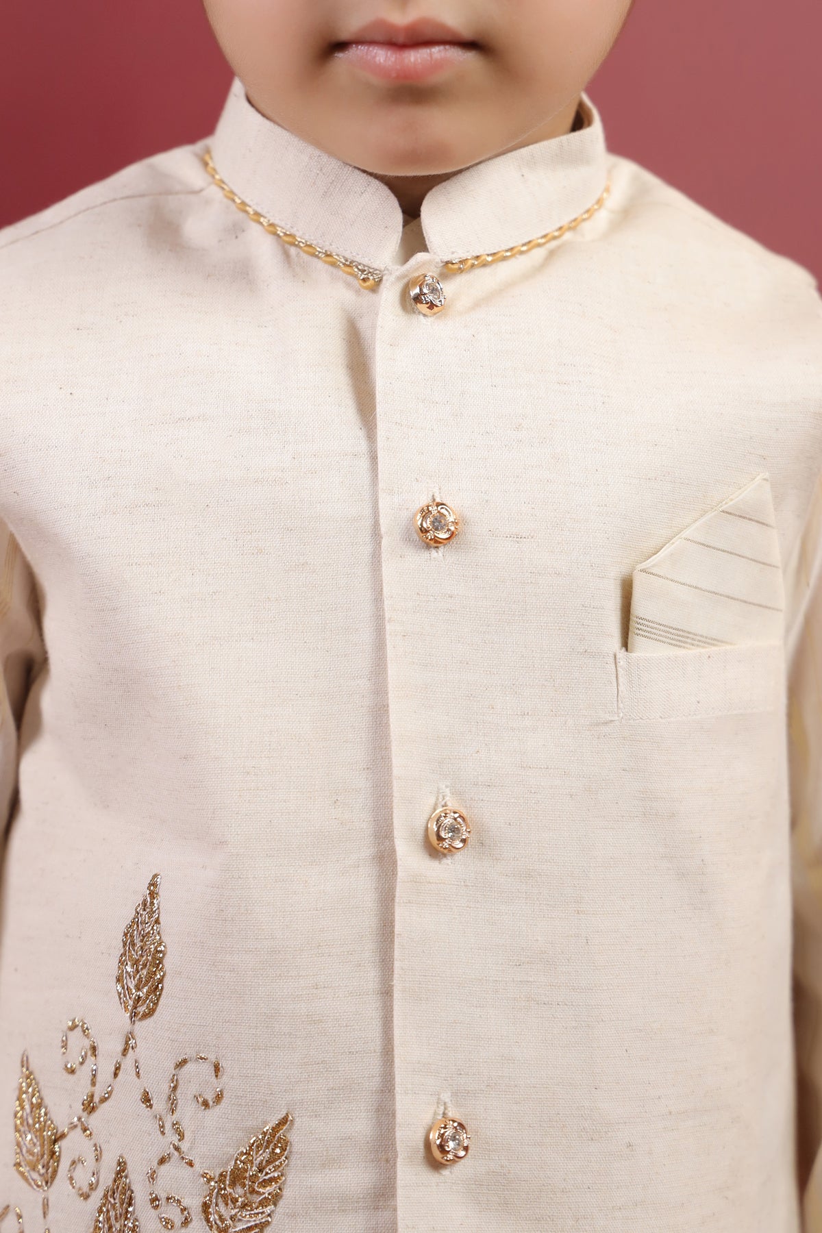 Boy 3 Pc Royal Zardozi Bundy Set - White